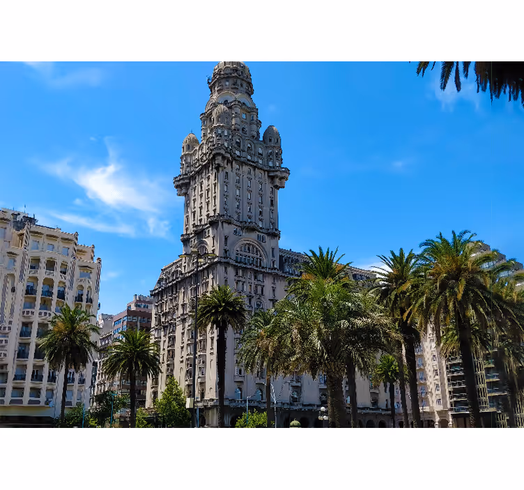 Oturma odası stor perde - montevideo bağımsızlık meydanı - TenStickers