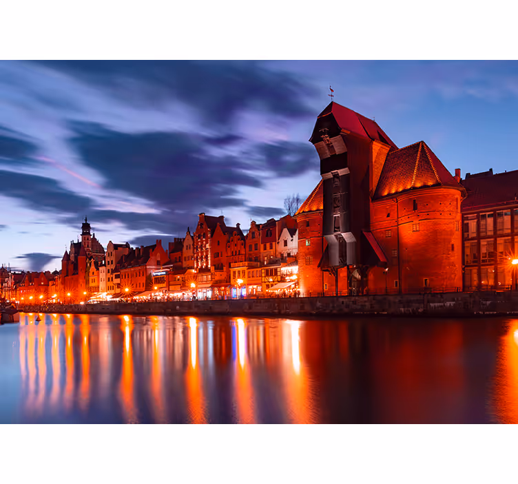 Oturma odası stor perde gdańsk limanı - TenStickers
