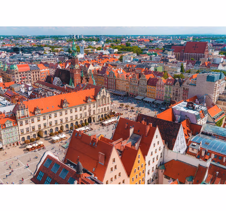 Oturma odası stor perde wrocław manzarası - TenStickers