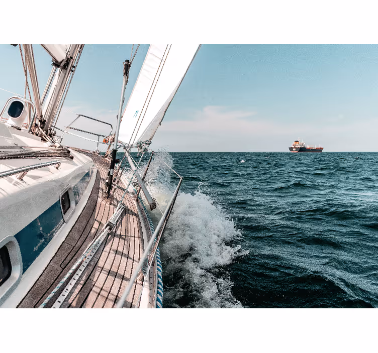 Oturma odası stor perde deniz yatı 3d efekti - TenStickers