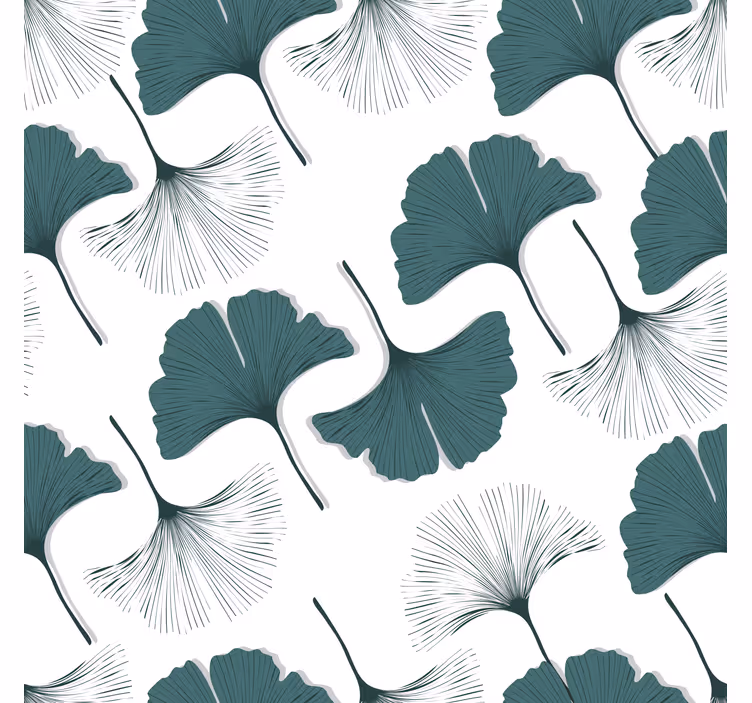 Oturma odası stor perde ginkgo yaprakları deseni - TenStickers