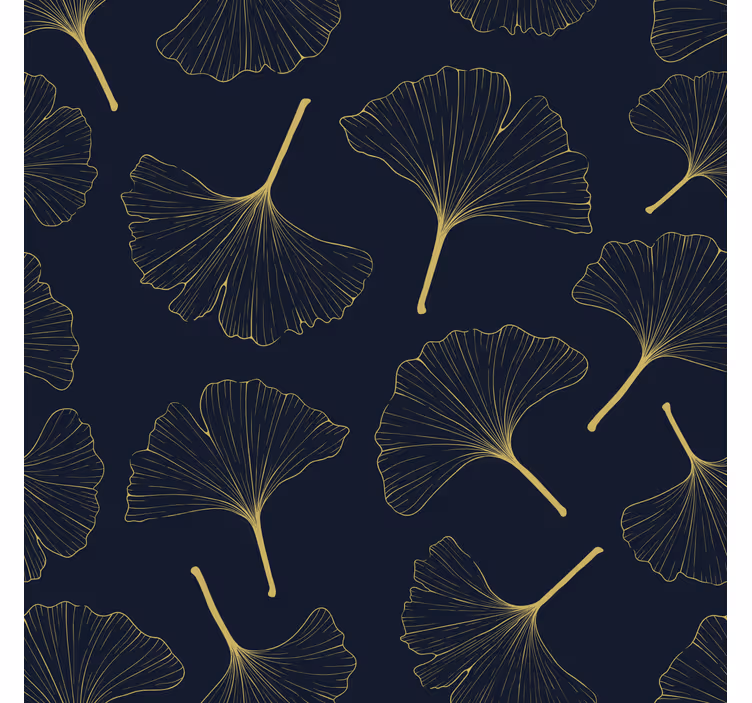 Oturma odası stor perde 3d altın ginkgo yaprakları - TenStickers