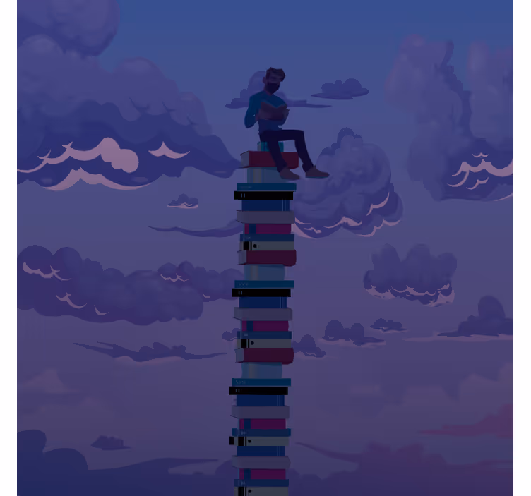 Oturma odası stor perde - kitap kule illüstrasyonu - TenStickers