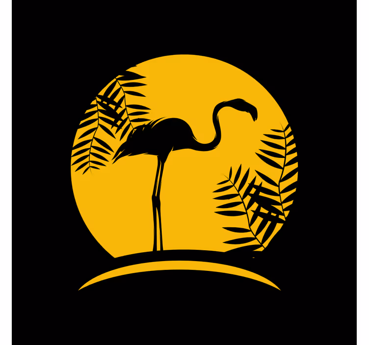 Oturma odası stor perde siyah flamingo ve ay - TenStickers