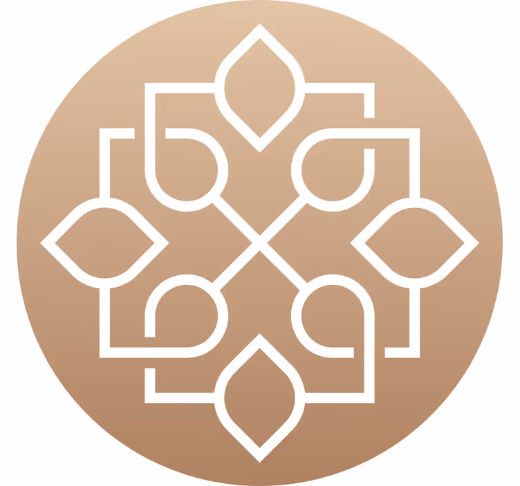 Bej stor perde geometrik çizgiler mandala tasarımı - TenStickers