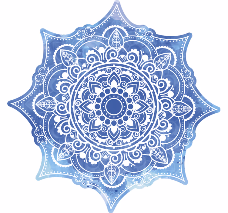 Yatak odası stor perde aquarella mavi mandala - TenStickers