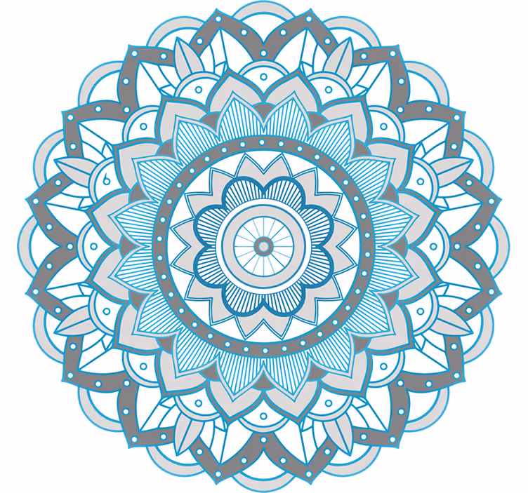 Yatak odası stor perde mavi mandala tasarımı - TenStickers