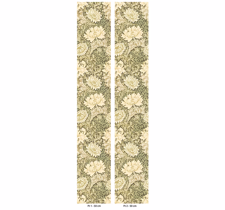 Vintage stor perde - art nouveau krizantem deseni - TenStickers