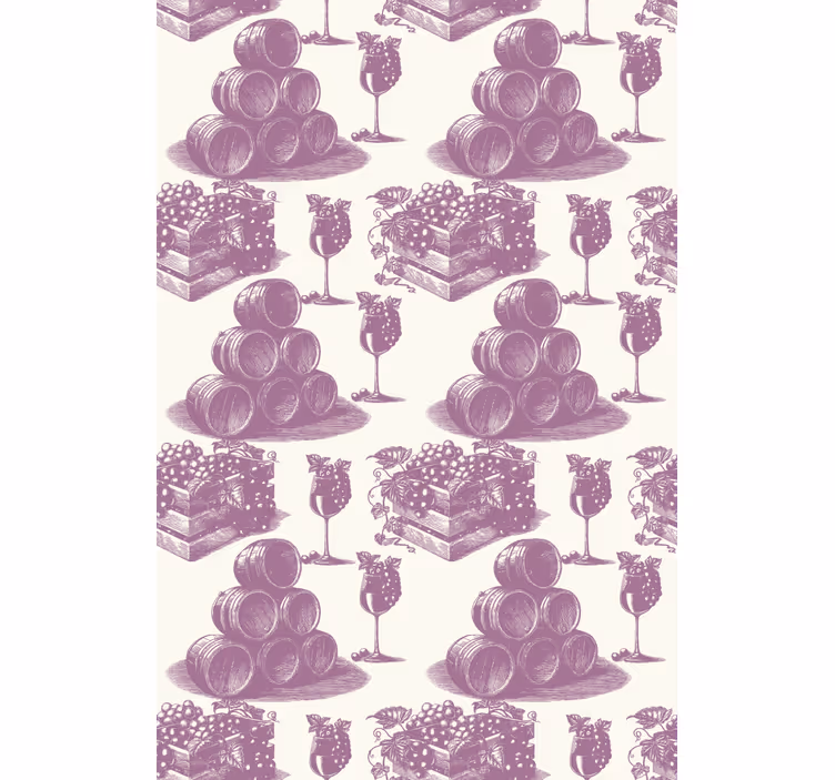 Vintage stor perde mor fransız vintage deseniyle - TenStickers