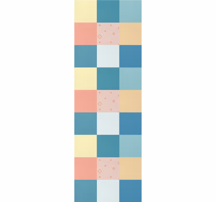 Vintage stor perde renkli retro patchwork desenli - TenStickers
