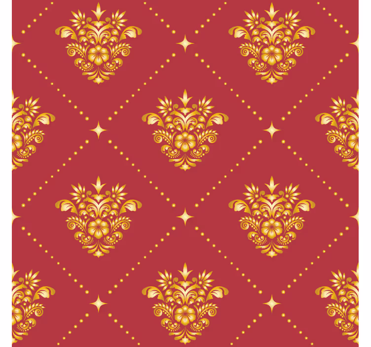 Vintage stor perde altın damask desenli - TenStickers
