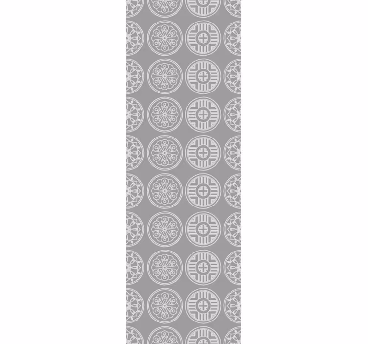 Vintage stor perde gri geleneksel kore desenleri - TenStickers