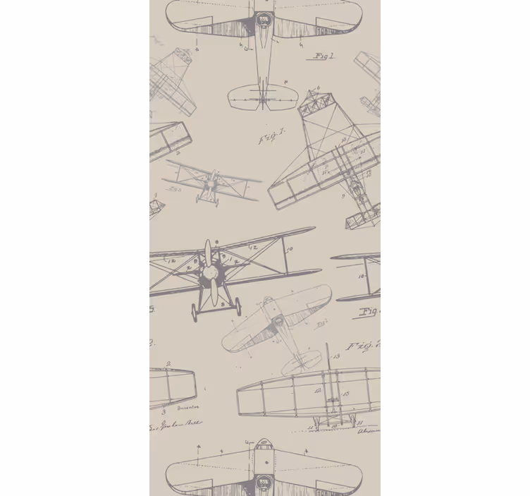 Vintage stor perde - vintage uçak deseni - TenStickers