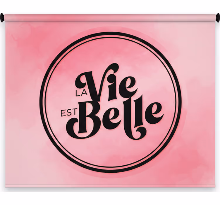 Pembe stor perde - pembe zemin üzerinde siyah yazı - TenStickers