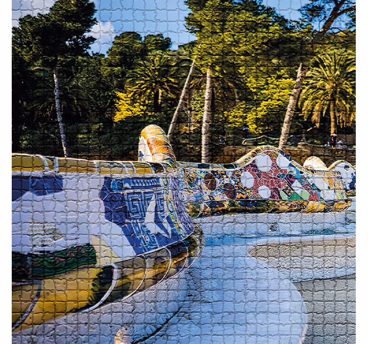 Oturma odası stor perde park güell manzarası - TenStickers
