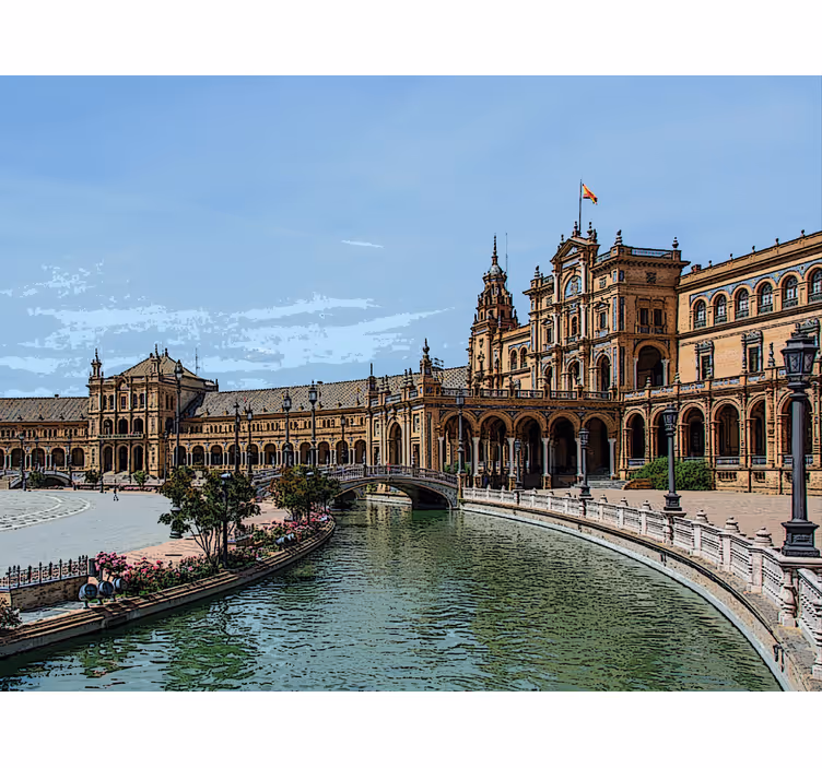 Oturma odası stor perde plaza españa sevilla - TenStickers