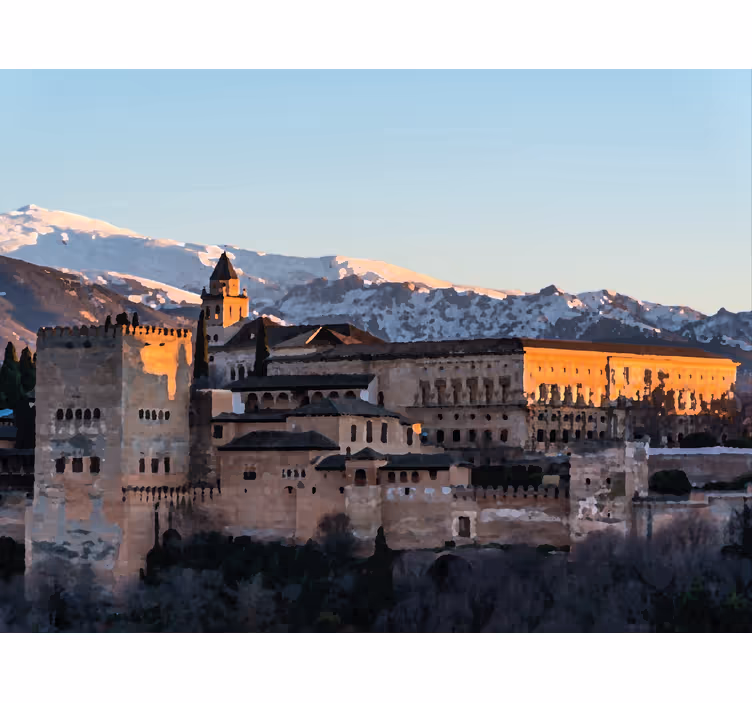 Oturma odası stor perde - granada alhambra akşamı - TenStickers