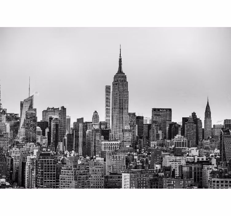 Oturma odası stor perde siyah beyaz new york manzarası - TenStickers