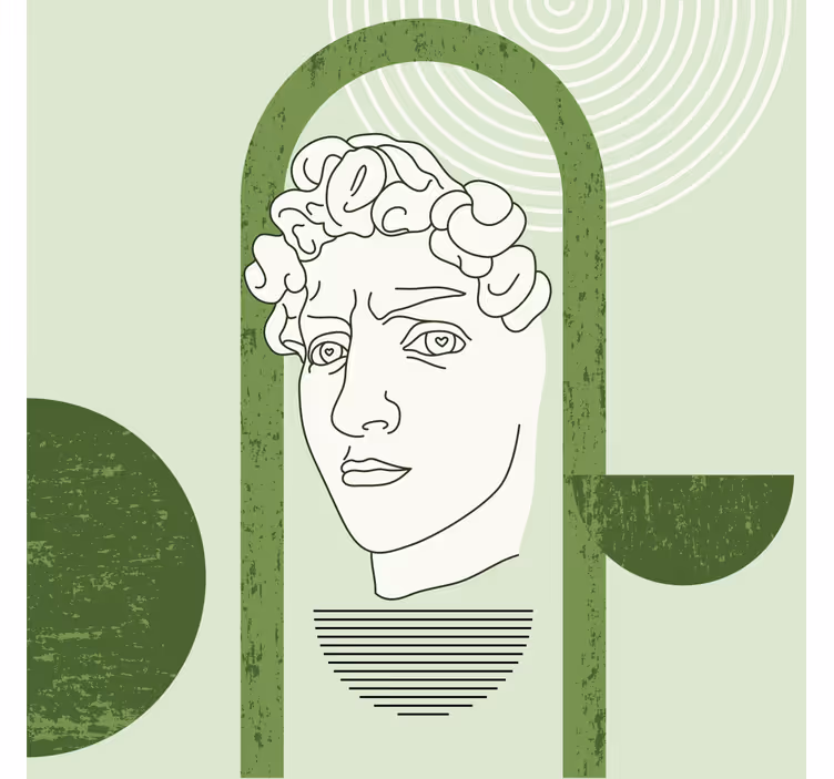 Oturma odası stor perde - minimal şık david heykeli - TenStickers