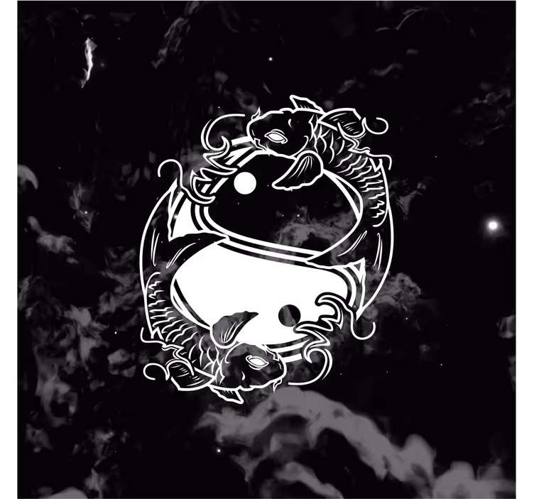 Oturma odası stor perde yin yang denge balığı - TenStickers