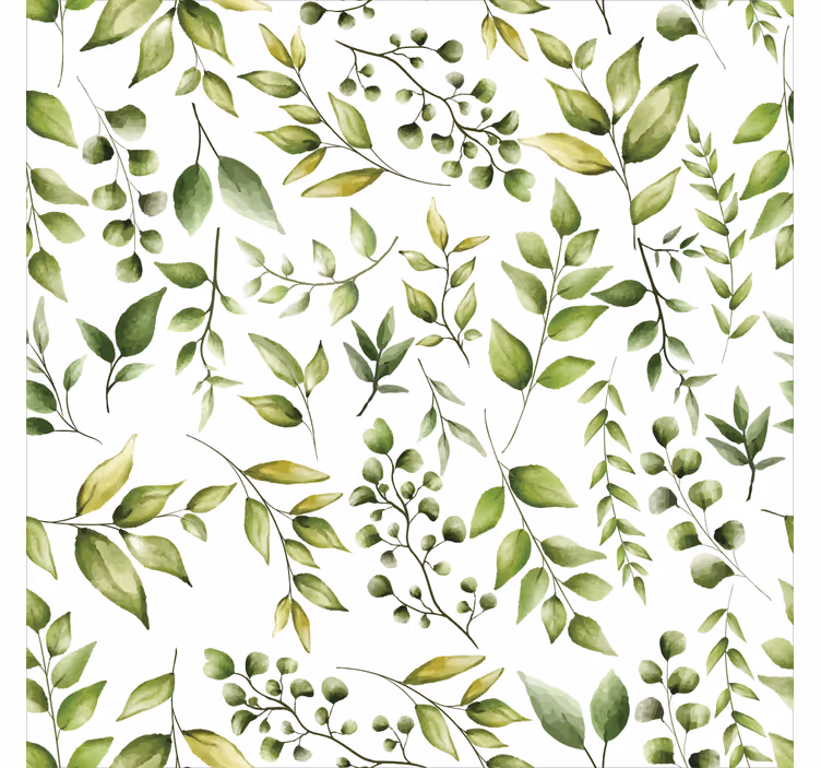 Oturma odası stor perde eucalyptus yaprakları desenli - TenStickers