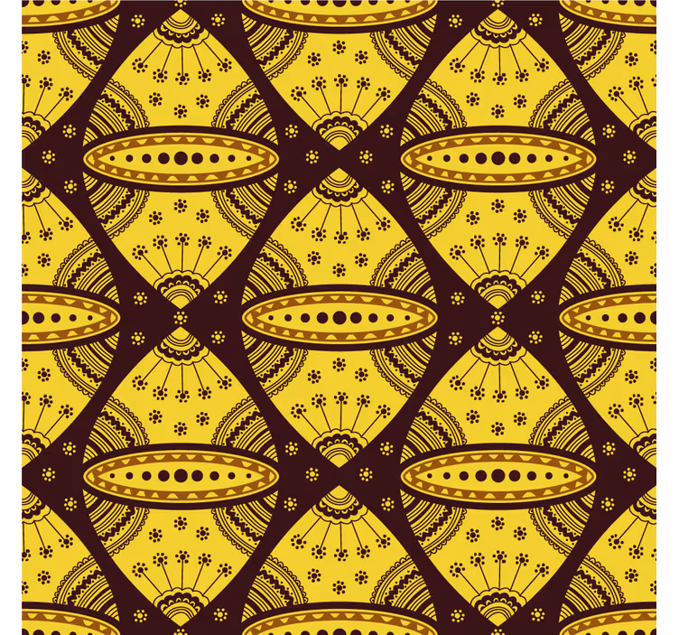Oturma odası stor perde afrika tarzı soyut sanat sarı desen - TenStickers