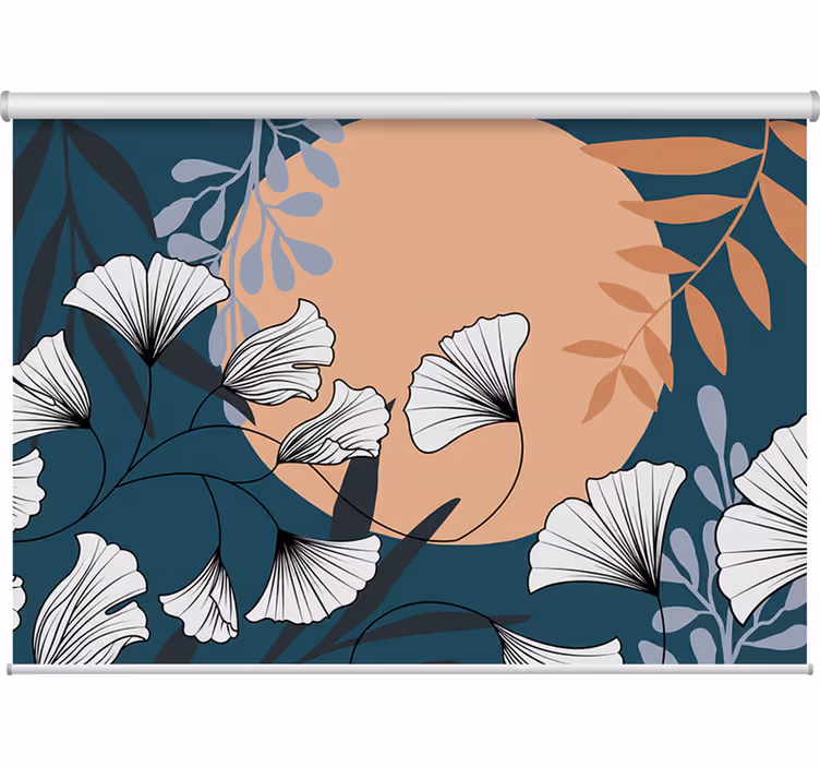 Oturma odası stor perde renkli ginko glamour tarzı - TenStickers