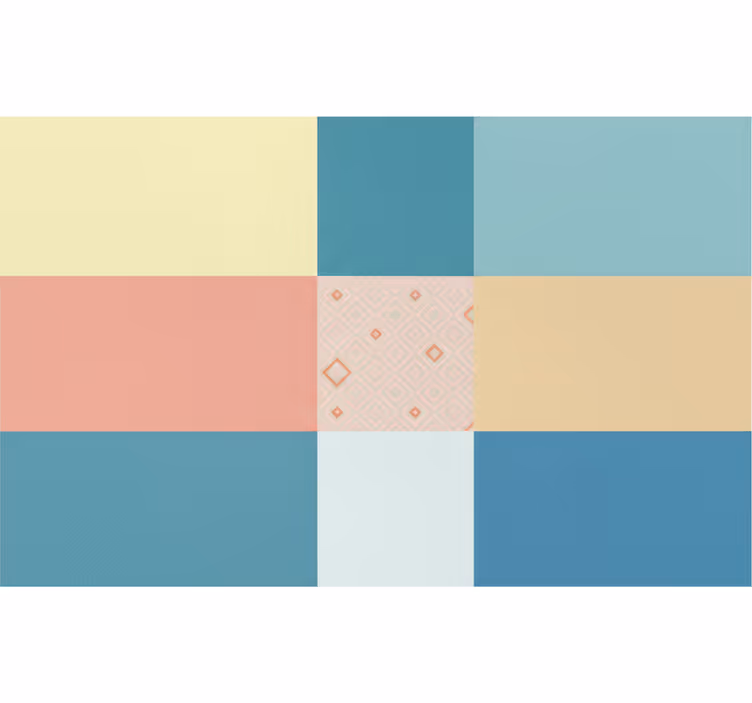 Oturma odası stor perde - patchwork renkli retro desen - TenStickers