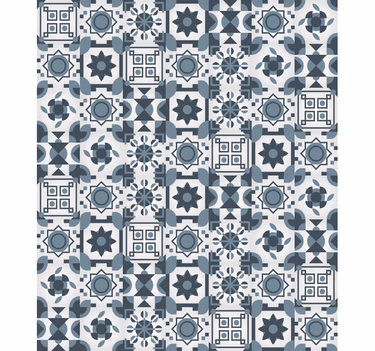 Yatak odası stor perde - geometrik fayans deseni - TenStickers