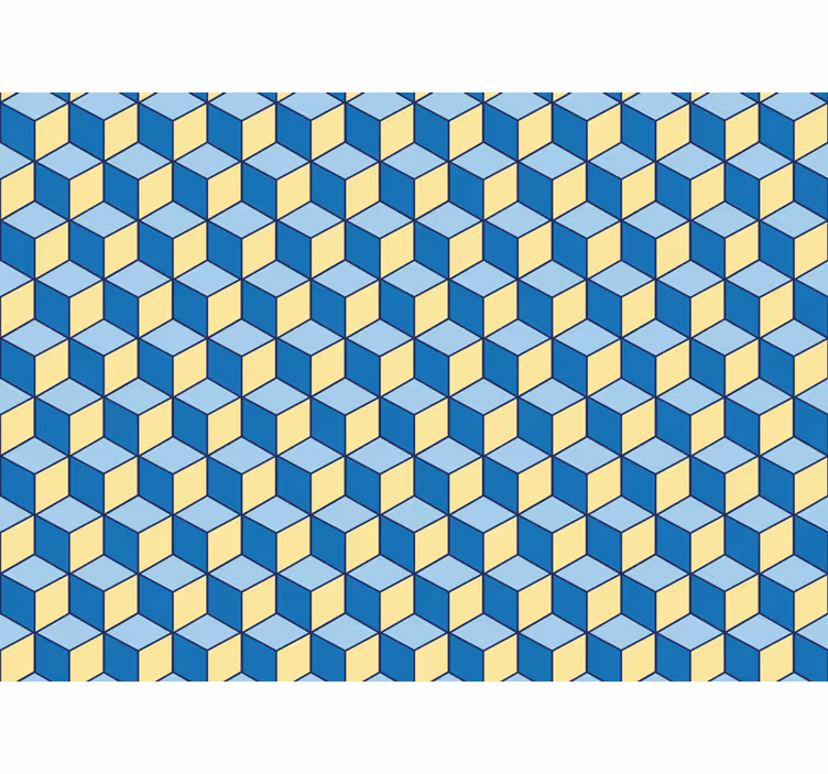 Yatak odası stor perde 3d efekt mavi küpler - TenStickers