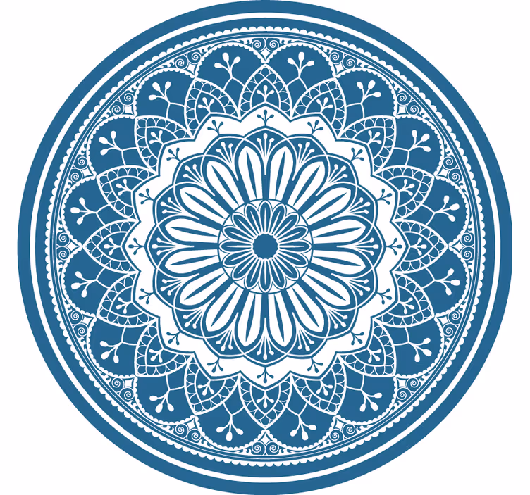 Yatak odası stor perde mavi dairede büyük mandala baskı - TenStickers