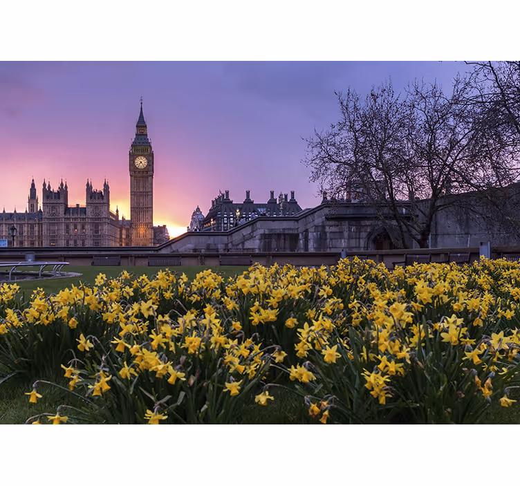 Yatak odası stor perde güneş işığı ile big ben - TenStickers