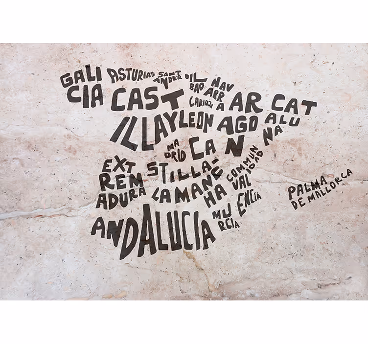 Yatak odası stor perde İspanyol haritası mermer deseni - TenStickers