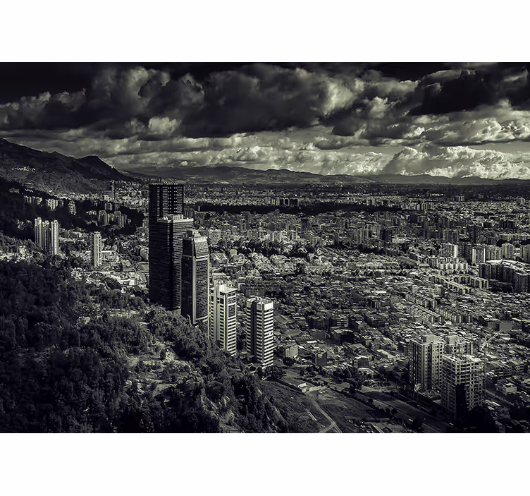 Yatak odası stor perde - bogotá şehri manzarası - TenStickers
