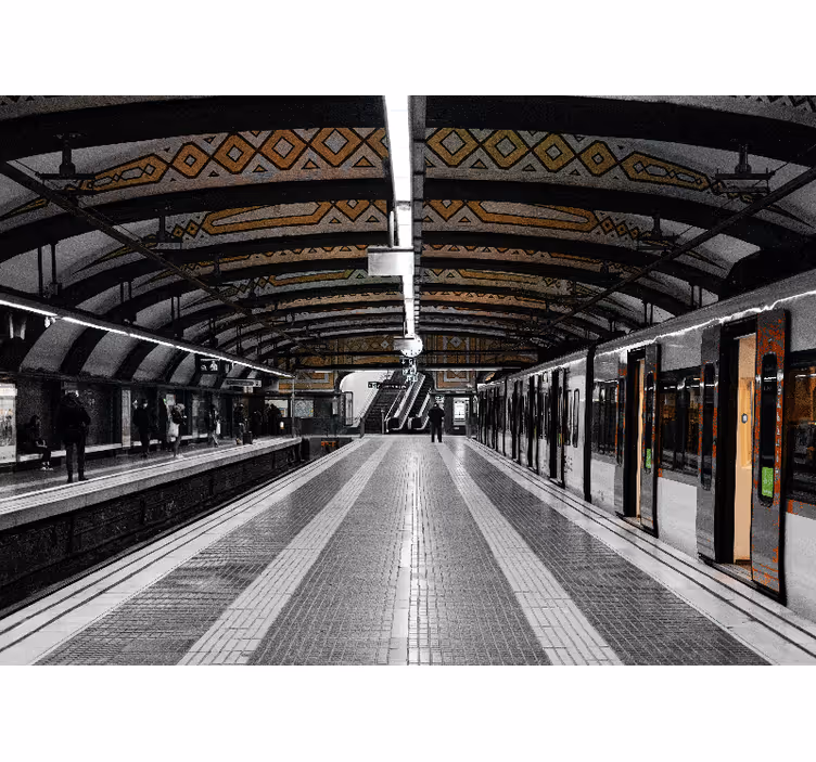 Yatak odası stor perde 3d metro istasyonu - TenStickers
