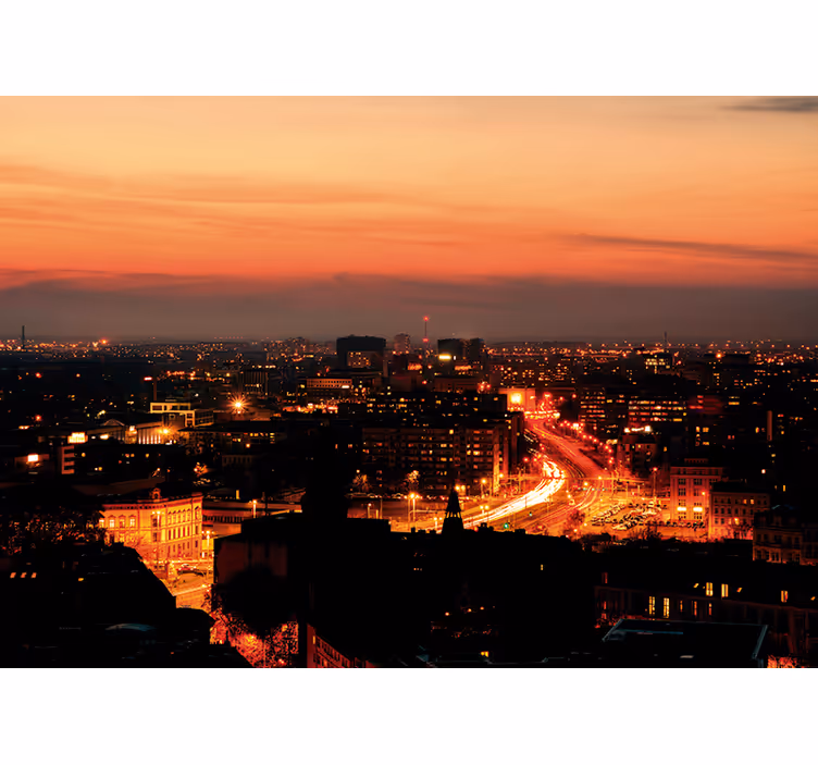 Yatak odası stor perde wrocław gece manzarası - TenStickers