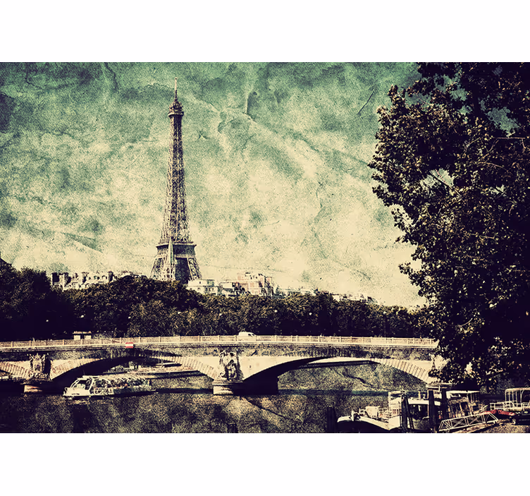 Yatak odası stor perde - paris İllüstrasyonu - TenStickers