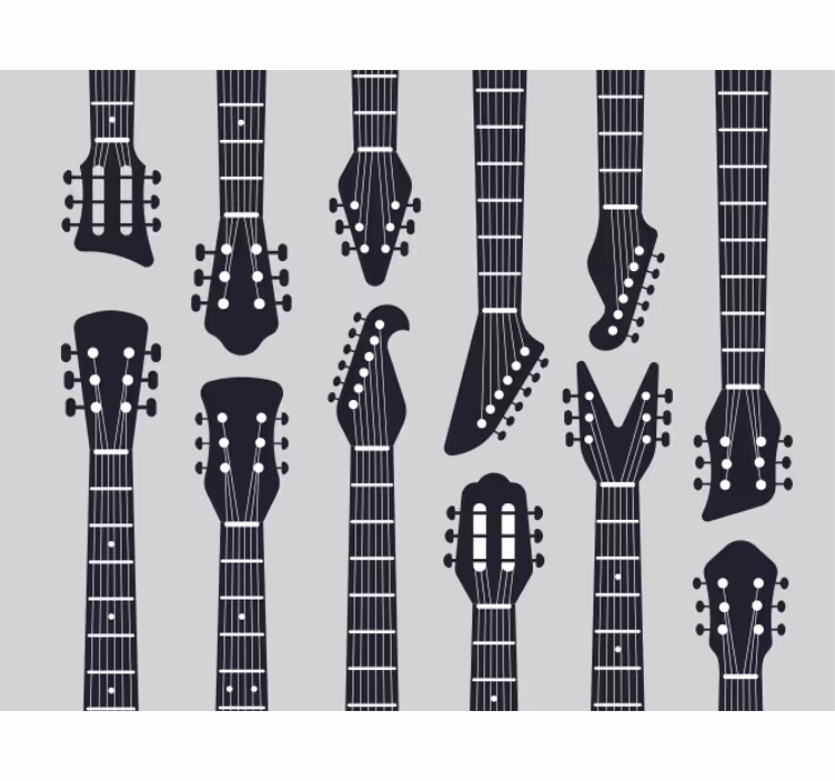 Gri stor perde gitar boyun silueti - TenStickers