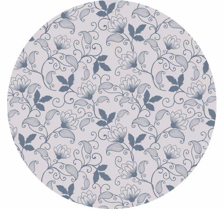 Gri stor perde - Çiçekli mavi hamptons deseni - TenStickers
