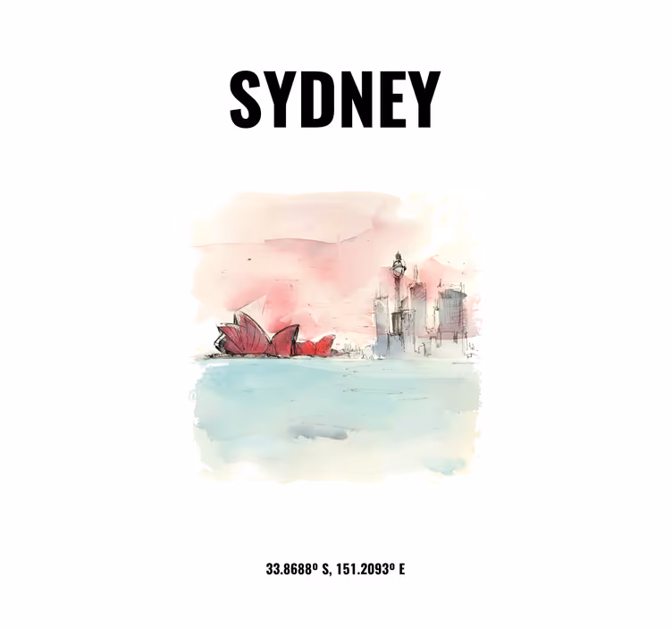 Oturma odası stor perde sydney koordinatları - TenStickers