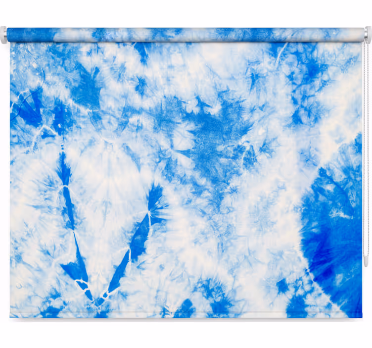 Mavi beyaz tie dye yatak odası stor perde - TenStickers