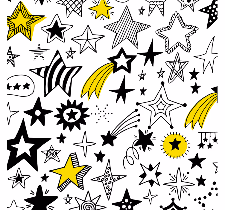 Yatak odası stor perde doodle yıldızlar - TenStickers