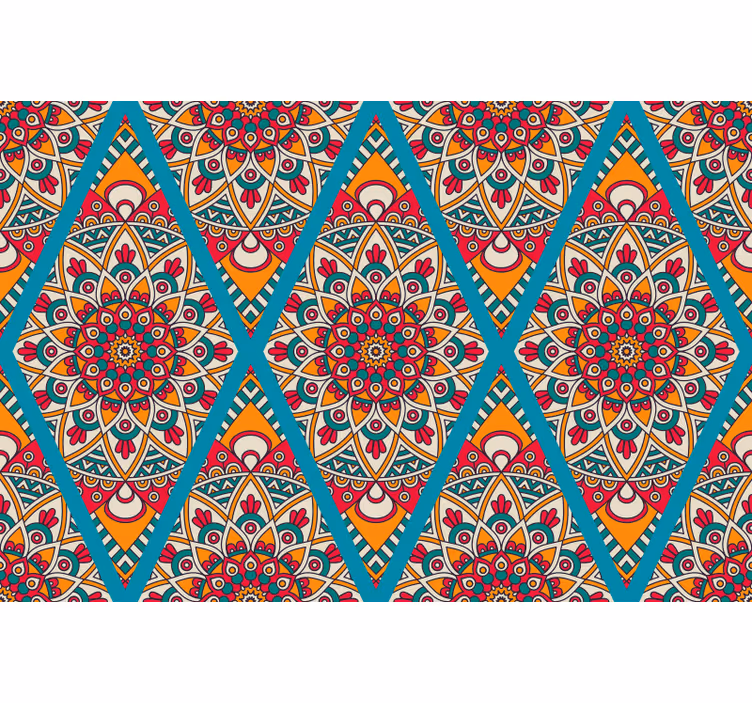 Yatak odası stor perde renkli vintage desenli - TenStickers