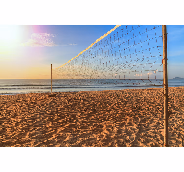 Yatak odası stor perde kırmızı voleybol plajı - TenStickers