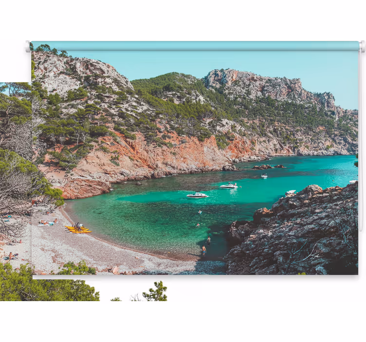 Yatak odası stor perde - mallorca taşlı güzel plaj - TenStickers