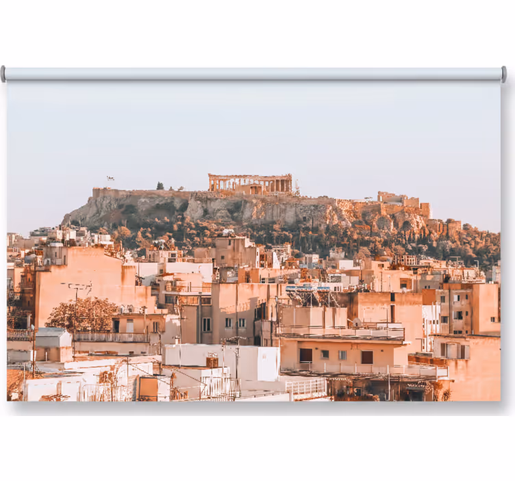 Yatak odası stor perde - atina ve akropolis manzarası - TenStickers