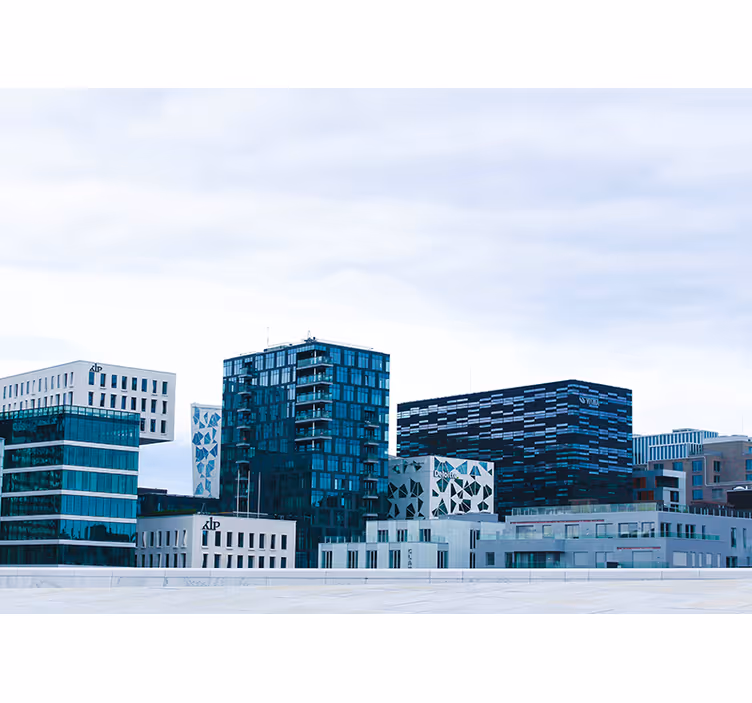 Yatak odası stor perde oslo modern binalar - TenStickers