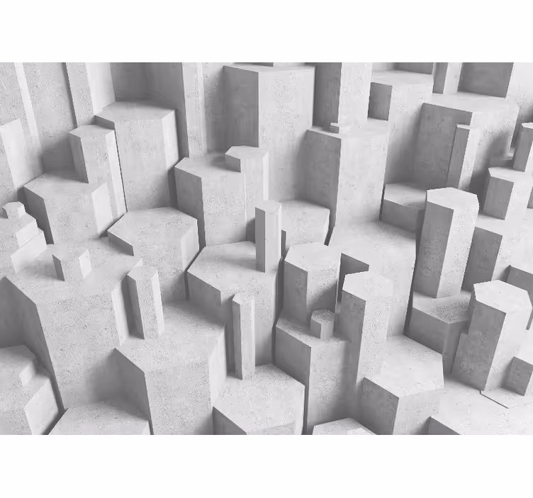 Beyaz stor perde 3d beton geometrik formlar - TenStickers
