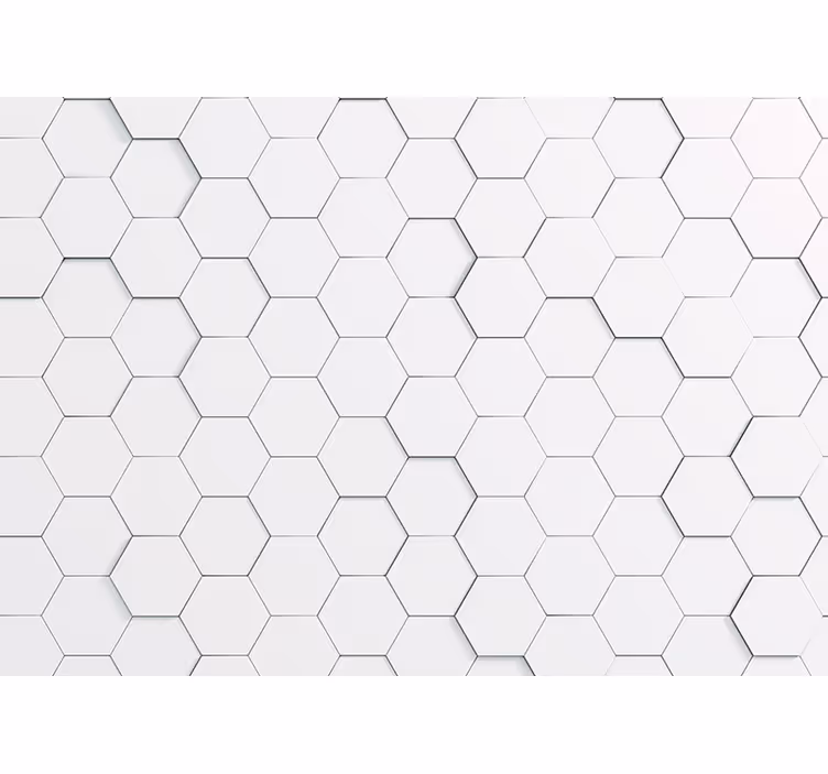 Beyaz stor perde - beyaz altıgen desenli gölgeler - TenStickers