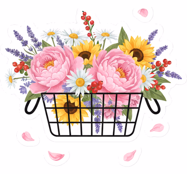 Beyaz stor perde - Şık Çiçek sepeti - TenStickers